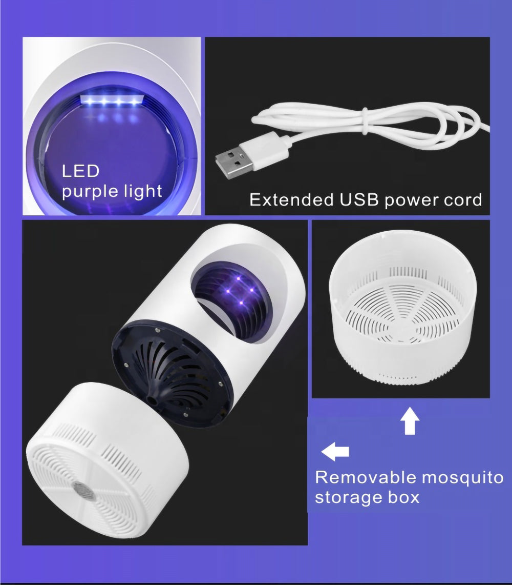 USB Powered Mosquito Killer Light LED UV Silent Insect Trap Lamp with Suction Fan Pest Control Fly Catcher Anti-Mosquito Dispeller