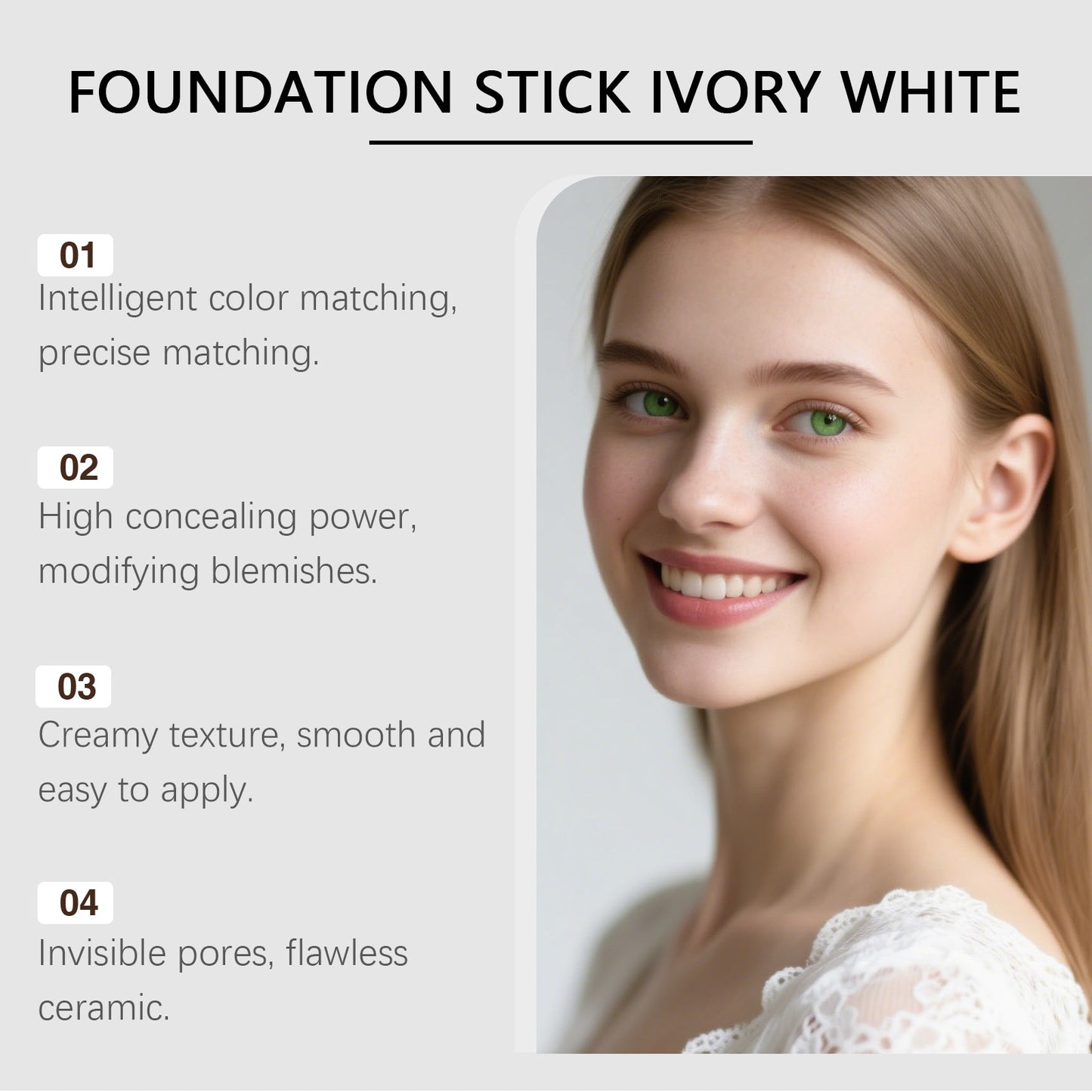 Natural  Waterproof Foundation Stick with Brush