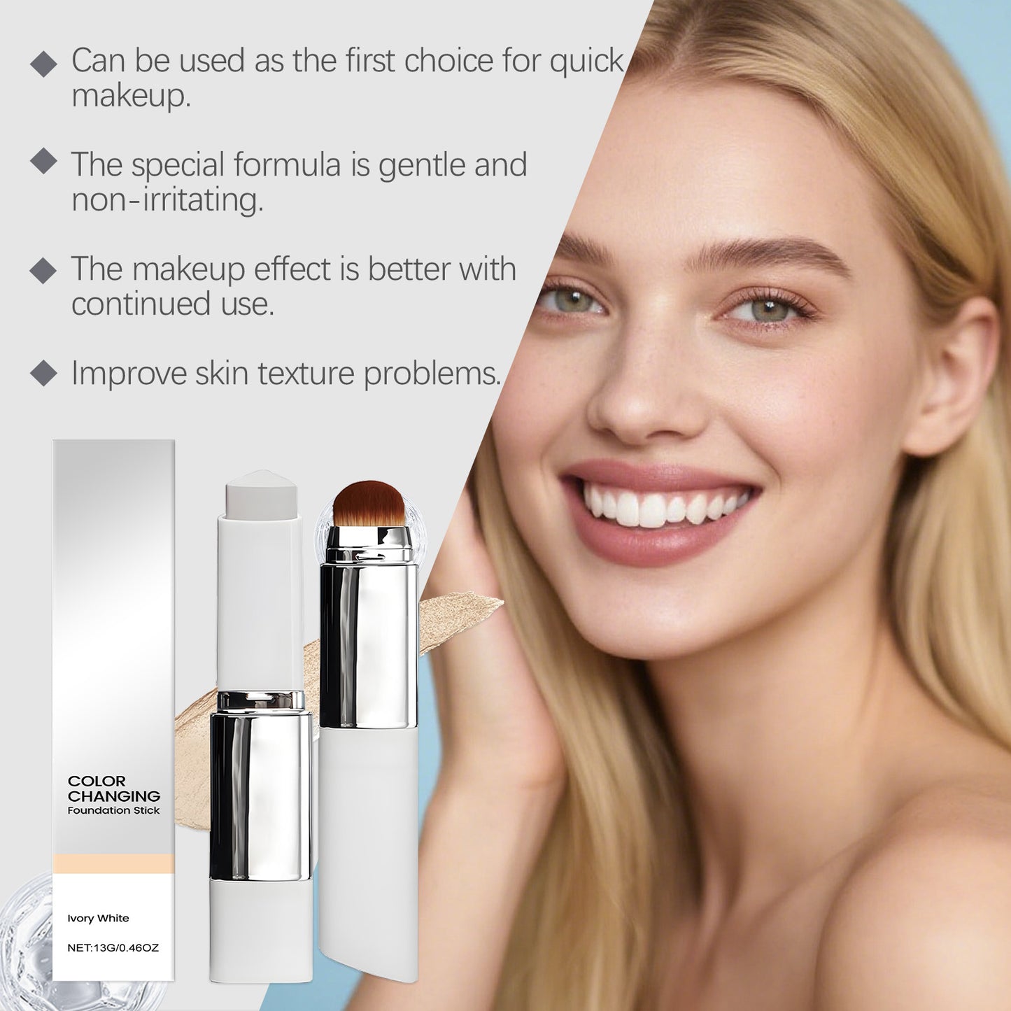 Natural  Waterproof Foundation Stick with Brush