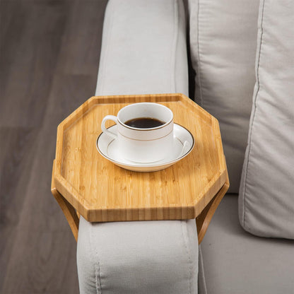 Custom Bamboo Foldable Clip-on Sofa Arm Tray