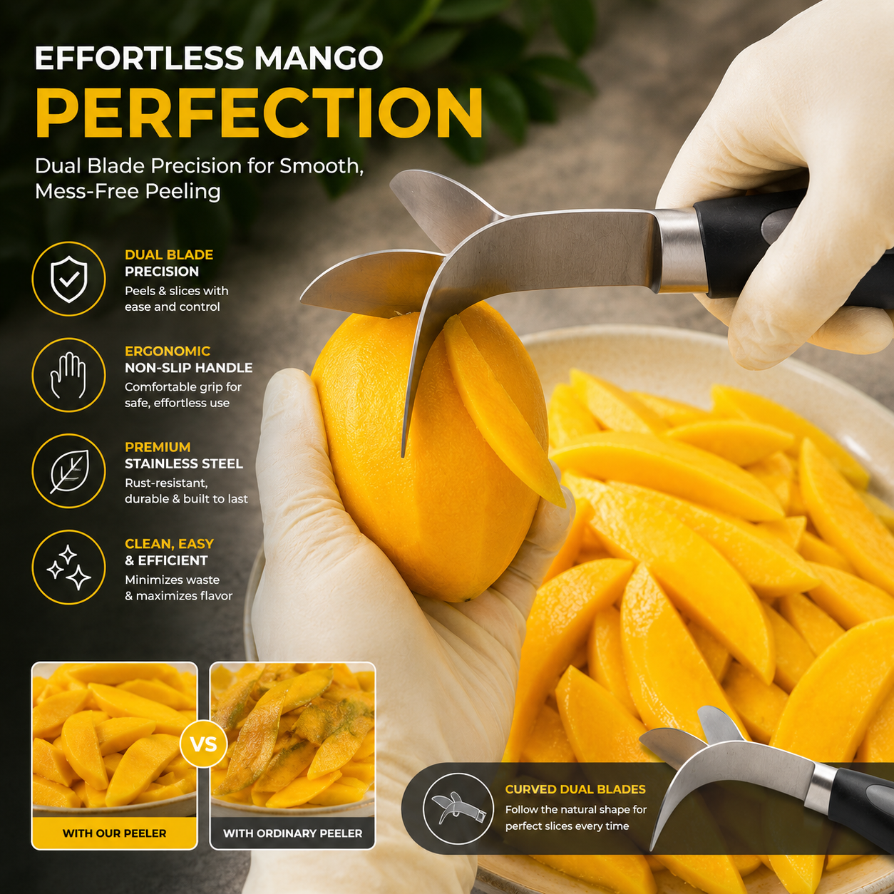 Stainless Steel Mango Peeler and Cutter 🥭