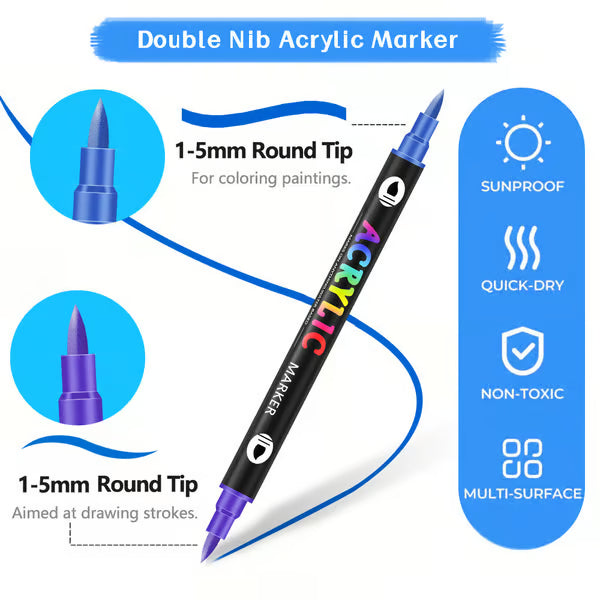 Dual Tip Acrylic Paint Pen Marker