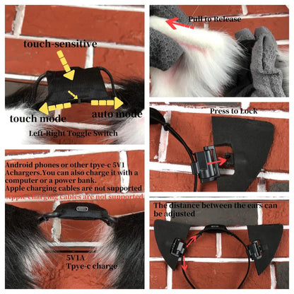 Animated Cat Ear Headband with Motion Ears