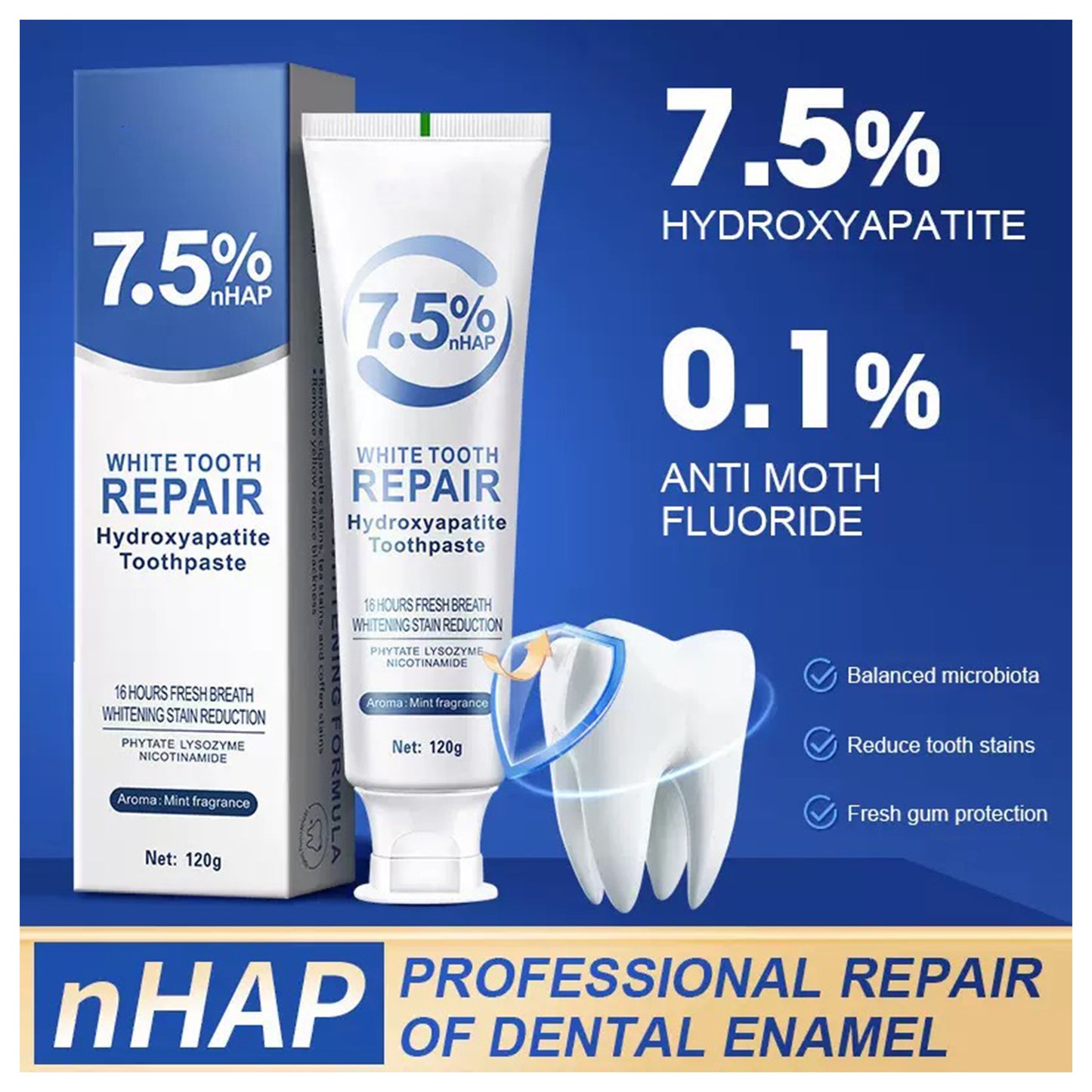7.5% Hydroxyapatite Dense Foam Toothpaste