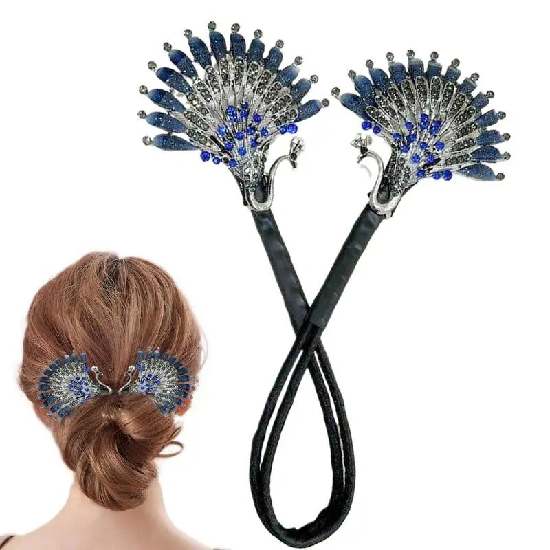 Peacock Design Hair Bun Maker