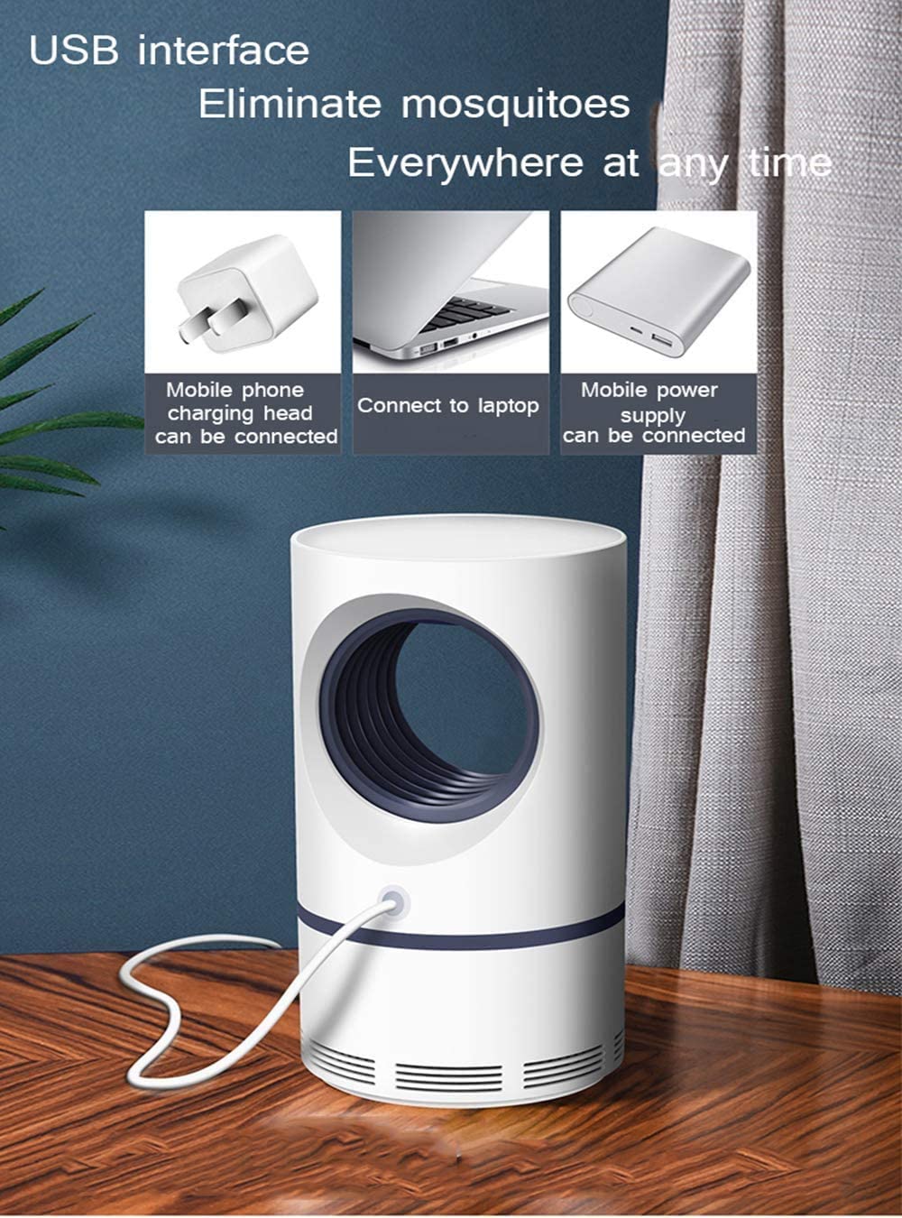 USB Powered Mosquito Killer Light LED UV Silent Insect Trap Lamp with Suction Fan Pest Control Fly Catcher Anti-Mosquito Dispeller