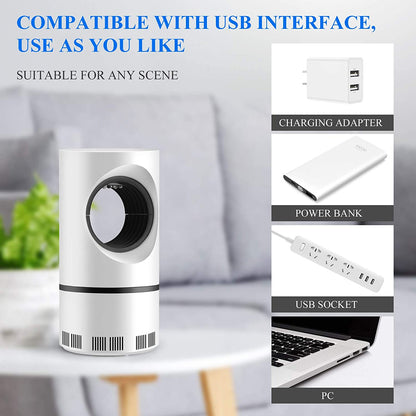 USB Powered Mosquito Killer Light LED UV Silent Insect Trap Lamp with Suction Fan Pest Control Fly Catcher Anti-Mosquito Dispeller