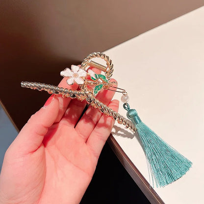 Luxury Gold Tassel Hair Claw Clip