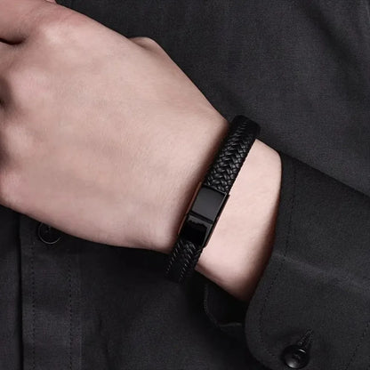 Multi-Layer Braided Black Bracelet