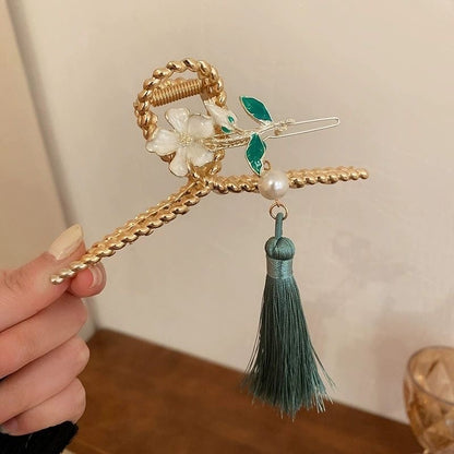 Luxury Gold Tassel Hair Claw Clip